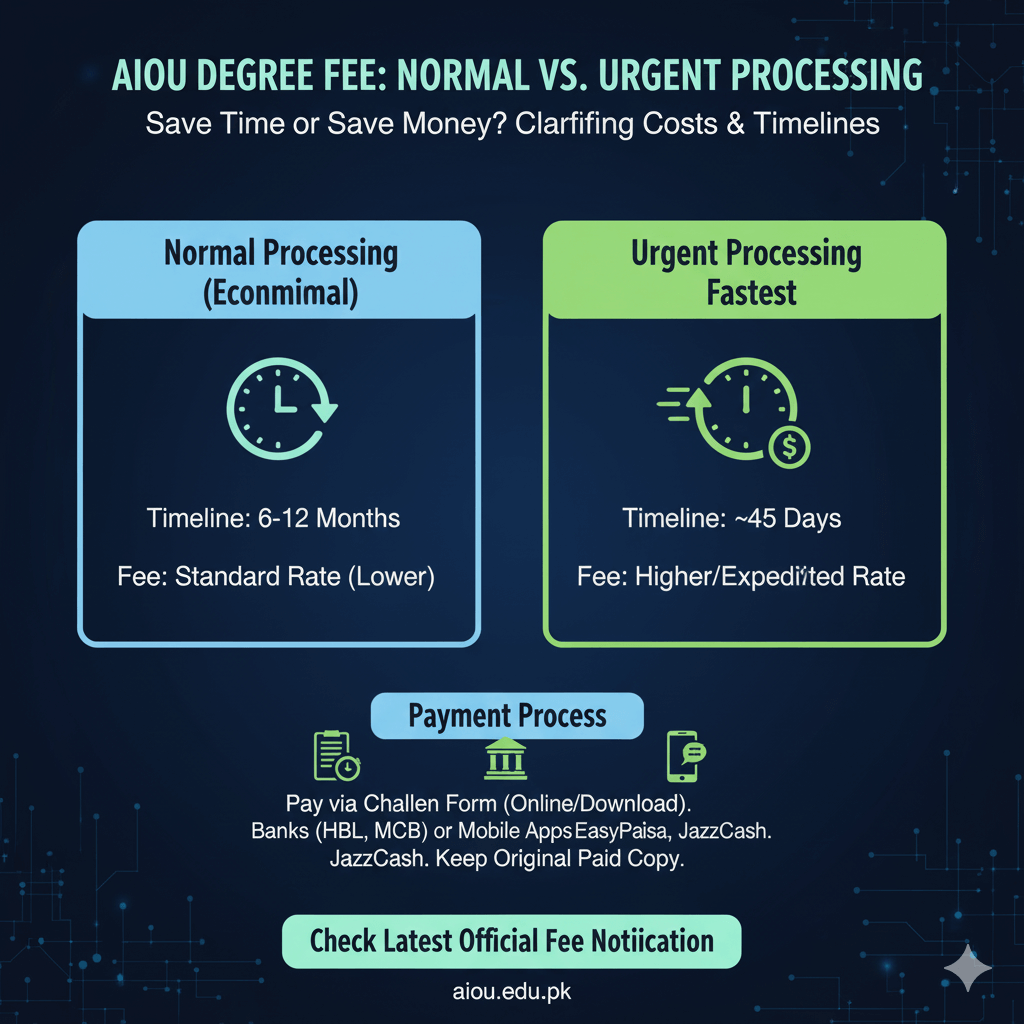 AIOU degree requirements checklist showing eligibility criteria and documents needed for Allama Iqbal Open University degree.