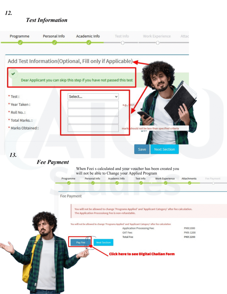 Student downloading a university fee challan from the online student portal to print and pay at the bank or via mobile app.